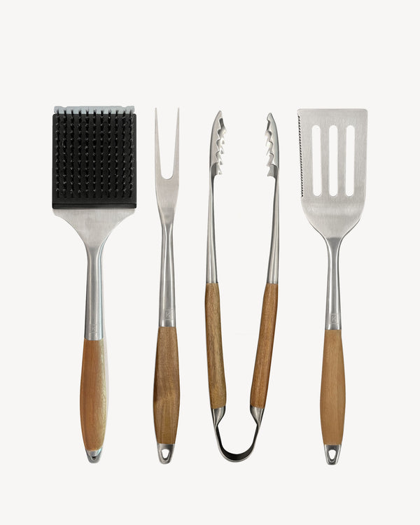 Coffret de 4 ustensiles en inox et acacia