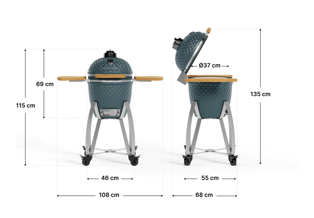 Fiche technique avec dimensions du kamado Kokko L 18 pouces.